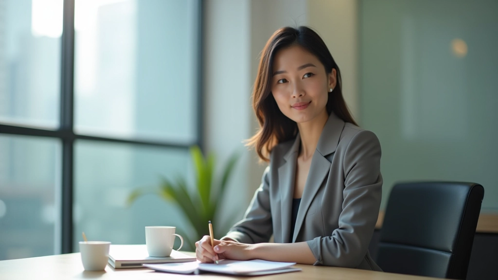 Professional woman in Hong Kong office environment planning career transition